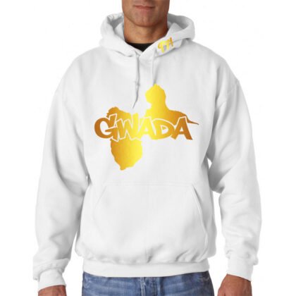 Sweat à Capuche Guadeloupe Blanc et Or Métallisé