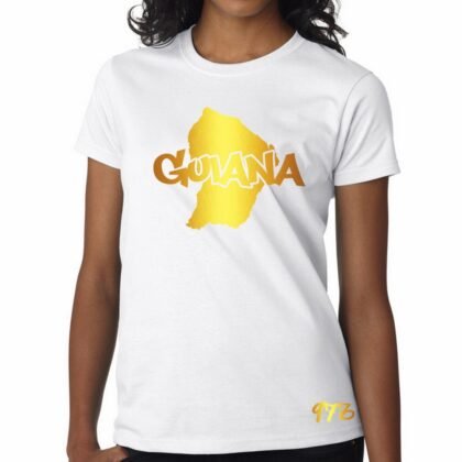 T-Shirt Femme Guyane Blanc et Or Métallisé
