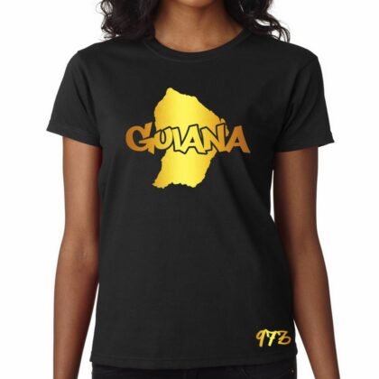 T-Shirt Femme Guyane Noir et Or Métallisé