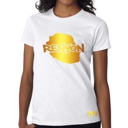 T-Shirt Femme La Réunion Blanc et Or Métallisé