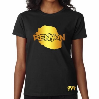 T-Shirt Femme La Réunion Noir et Or Métallisé