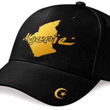 Casquette Algérie « mini pays » Noir et Or Métallisé