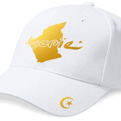 Casquette Algérie « mini pays » Blanc et Or Metallisé