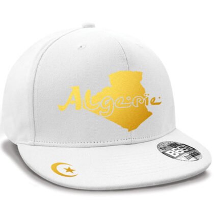 Casquette Hip Hop Algérie ""mini pays"" Blanc et Or Metallisé