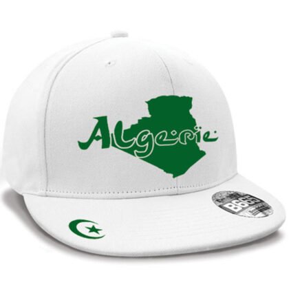 Casquette Hip Hop Algérie ""mini pays"" Blanc et Vert Émeraude