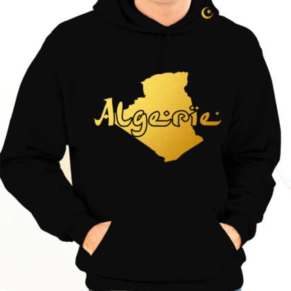 Sweat à Capuche Algérie Noir et Or Métallisé