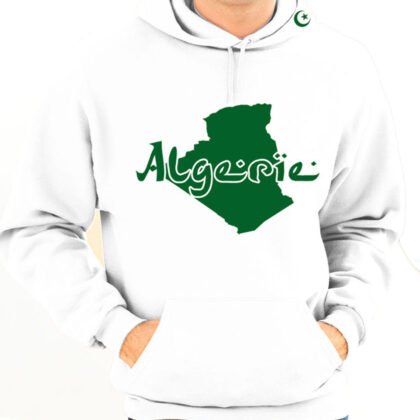 Sweat à Capuche Algérie Blanc et Vert