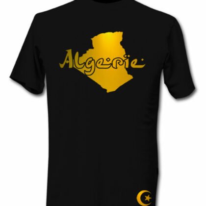 T-Shirt Algérie Noir et Or Métallisé
