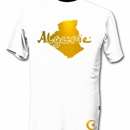 T-Shirt Algérie Blanc et Or Métallisé