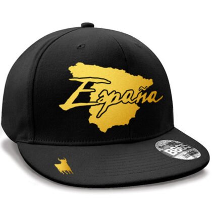 Casquette Espagne Hip-Hop Noir et Or Métallisé