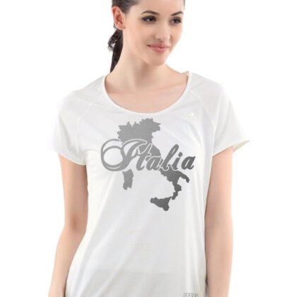 T-Shirt Femme Italie Blanc et Argent Métallisé