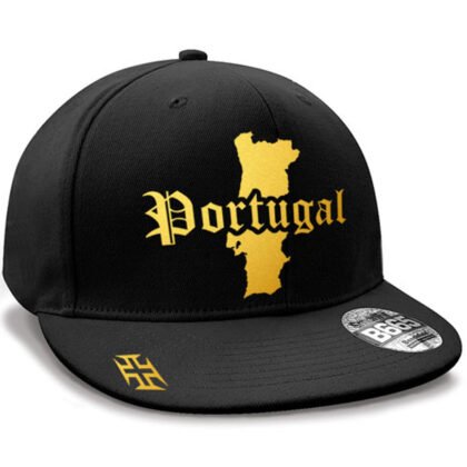 Casquette Hip-hop Portugal noir et or métallisé