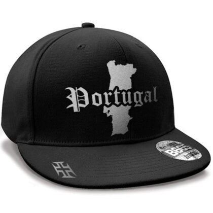 Casquette Hip-hop Portugal noir et argent métallisé