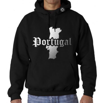 Sweat à Capuche Portugal Noir et Argent Métallisé