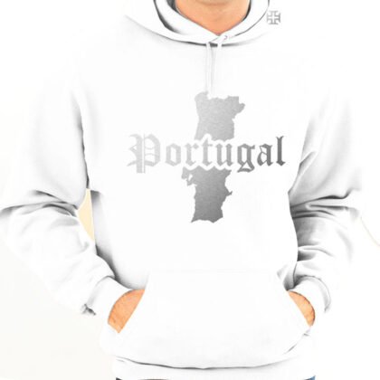Sweat à Capuche Portugal Blanc et Argent Métallisé