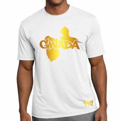T-Shirt Guadeloupe Blanc et Or Métallisé