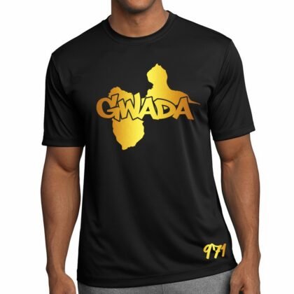 T-Shirt Guadeloupe Noir et Or Métallisé
