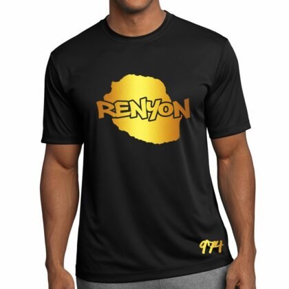 T-Shirt La Réunion Noir et Or Métallisé