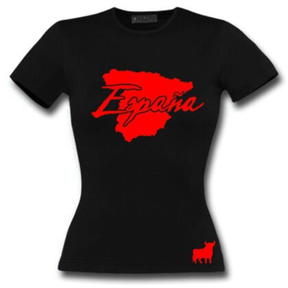 T-Shirt Femme Espagne Noir et Rouge