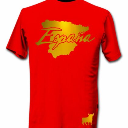 T-Shirt Espagne Rouge et Or Métallisé