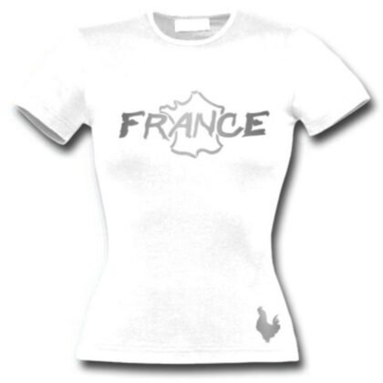 T-Shirt Femme France Blanc et Argent Métallisé