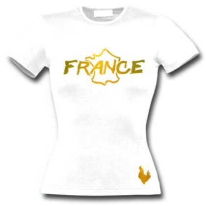 T-Shirt Femme France Blanc et Or Métallisé