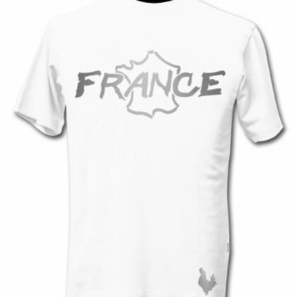 T-Shirt France Blanc et Argent Métallisé