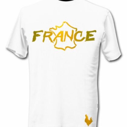 T-Shirt France Blanc et Or Métallisé