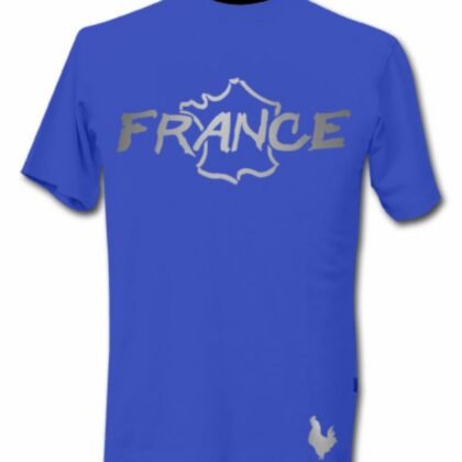 T-Shirt France Bleu et Argent Métallisé