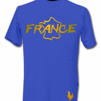T-Shirt France Bleu et Or Métallisé