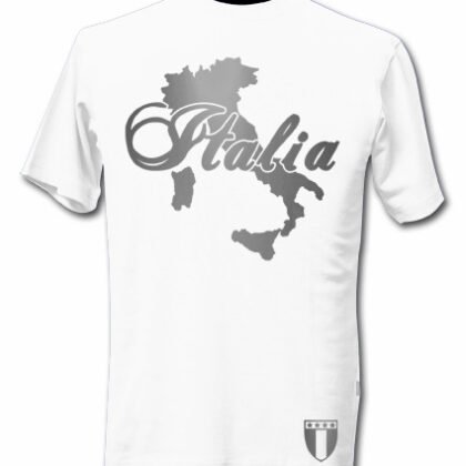 T-Shirt Italie Blanc et Argent Métallisé