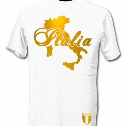 T-Shirt Italie Blanc et Or Métallisé
