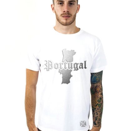 T-Shirt Portugal Blanc et Argent Métallisé