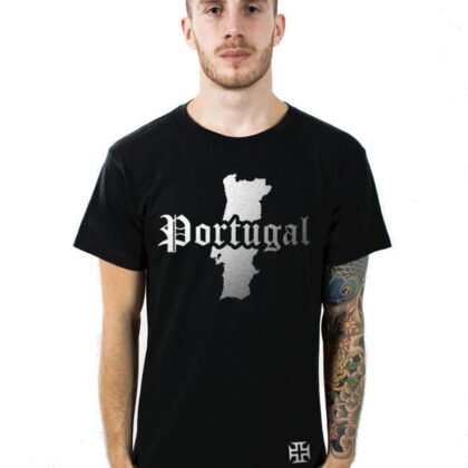 T-Shirt Portugal Noir et Argent Métallisé