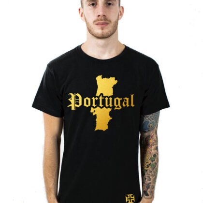 T-Shirt Portugal Noir et Or Métallisé