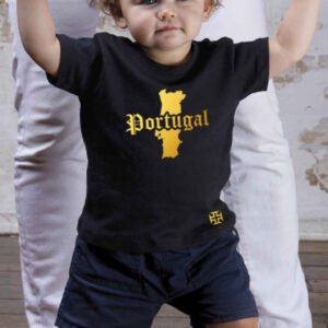 T-Shirt Bébé Portugal Noir et Or Métallisé