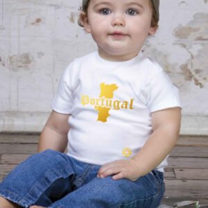 T-Shirt Bébé Portugal Blanc et Or Métallisé