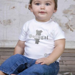 T-Shirt Bébé Portugal Blanc et Argent Métallisé