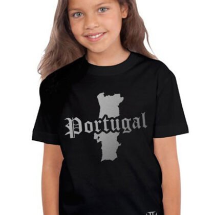 T-Shirt Enfant Portugal Noir et Argent Métallisé