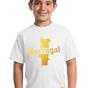 T-Shirt Enfant Portugal Blanc et Or Métallisé
