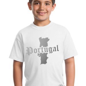 T-Shirt Enfant Portugal Blanc et Argent Métallisé